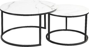 Zestaw 2 ław ATLANTA C biały marmur/czarny mat