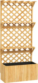 Outsunny Wysoka grządka z trejażem, skrzynka na kwiaty, 2 półki, otwory drenażowe, 76 x 33 x 177 cm