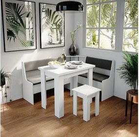 Grupa ławek narożnych biały 150x120x80 roman