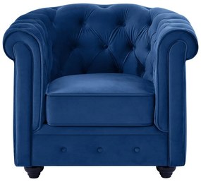 Fotel CHESTERFIELD - Welur w odcieniu niebieskim królewskim