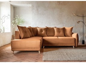 Ceglasty sztruksowy rozkładany narożnik (lewostronny) Lazy Lukka – Miuform