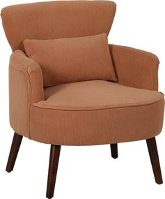 HOMCOM Nowoczesny fotel z podłokietnikami, tapicerowany fotel dekoracyjny z poduszką lędźwiową, nogi z drewna kauczukowego, Pomarańczowy