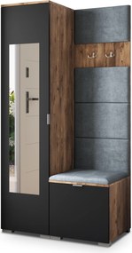Masseno Garderoba VIRA 95/181/51 cm Nowoczesna Szafa do Przedpokoju Dąb lefkas, MONOLITH 85 (Szary)
