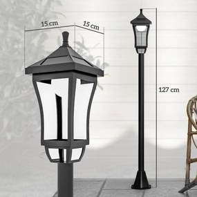 Outsunny Latarnia solarna ogrodowa 127 cm – zimne białe LED, czujnik zmierzchu, IP44
