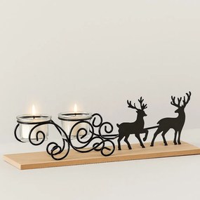 Metalowy świecznik na tealight, renifery, 45 cm