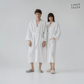 Biały szlafrok w rozmiarze L/XL Honeycomb – Linen Tales