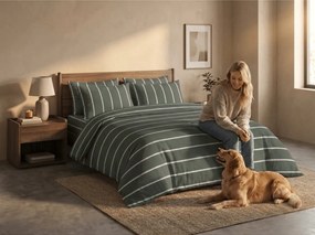 PrzytulneMieszkanie.pl PrzytulneMieszkanie.pl Bawełniana pościel STRIPIX zielona, 100% bawełna Rozmiar pościeli: 70 x 90 cm | 140 x 200 cm