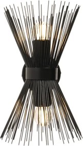 Lampa ścienna art deco czarna 2-światłowa - Broom