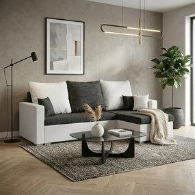 Narożnik z funkcją spania MADRIT Ciemny szary/Biały