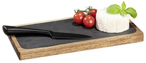 Czarno-naturalny drewniany półmisek 30x15 cm – Wenko