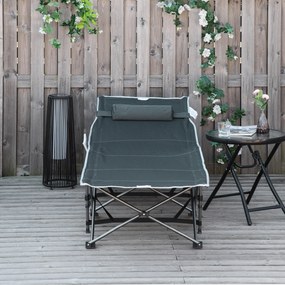 Outsunny Składane łóżko kempingowe z poduszką, 188 x 64,5 x 53 cm, Szary