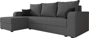 Rozkładana narożna sofa VALERIO 238x140 cm, ciemnoszara, uniwersalna + 2 poduszki GRATIS