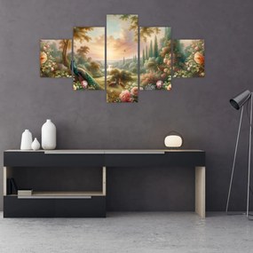 Obraz - Pawie w ogrodzie (125x70 cm)