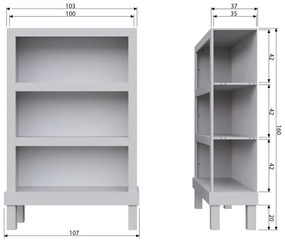 Jasnoszary regał z litego drewna sosnowego 107x160 cm Bonk – Basiclabel
