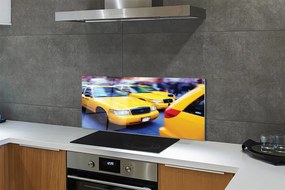 Panel szklany do Kuchni Żółta Taksówka w Mieście