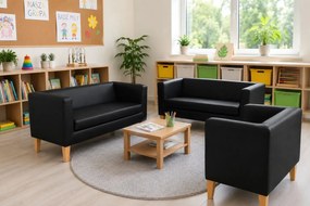 Sofa Monaco : Kolor nogi - Drewno, Kolor tkaniny - EKO-SKÓRA - 1D, Typ tkaniny - Eko-skóra , Wysokość nogi - 20 cm