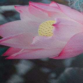 Obraz różowego kwiatu (z zegarem) (90x30 cm)