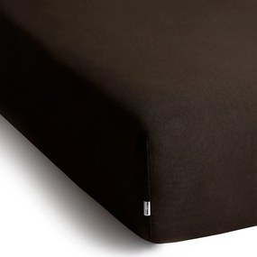 Ciemnobrązowe dżersejowe prześcieradło z gumką 220x200 cm Amber – Restilo