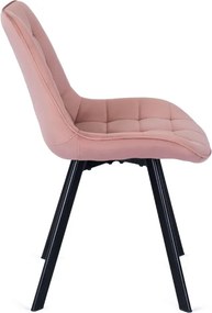 Krzesło Tapicerowane do Salonu RICK Różowe Welurowe Nowoczesne Loft