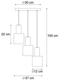 Lampa wisząca brązowa z 3 punktami w kolorze taupe i beżu - Ans Nowoczesny Oswietlenie wewnetrzne