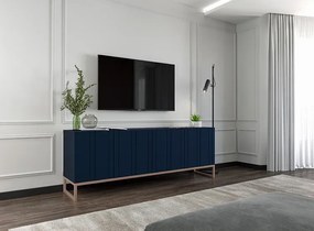 Granatowa lamelowa szafka rtv A1-W57