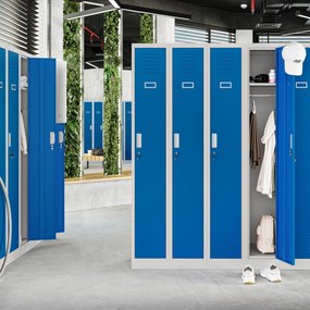 Szafka pracownicza metalowa czterokomorowa niebieska