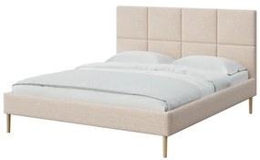 Kremowe tapicerowane łóżko dwuosobowe ze stelażem 140x200 cm Alano – MESONICA