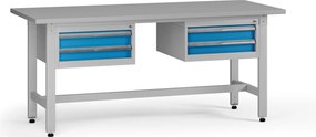 Stół warsztatowy z regulacją wysokości G5, 1800 x 750 x 800-1000 mm, 2x kontener, 4x szuflada, niebieski