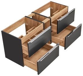 Szafka pod umywalkę CAPRI 820 + CAPRI 820 + CAPRI 810 140 cm czarna mat zestaw z blatem COMAD