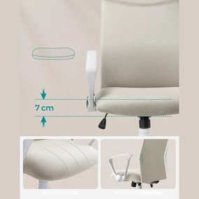 SongmicsHome Krzesło biurowe DINA, max. 120 kg, beżowa/biała