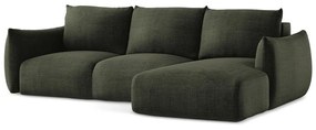 Zielony rozkładany narożnik (prawostronny/z szezlongiem) Leila – Makamii