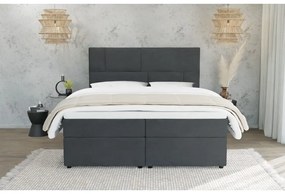 Ciemnoszare łóżko boxspring ze schowkiem 200x200 cm Lola – Ropez