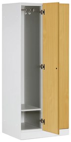 Szafa ubraniowa S1 obniżona 2-drzwiowa, 1500 x 600 x 500 mm, zamek RFID, drzwi laminowane, biała