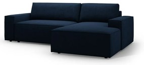 Ciemnoniebieski rozkładany narożnik z materiału bouclé (prawostronny) Jodie – Micadoni Home