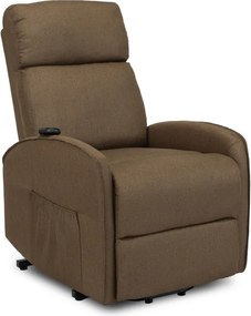 Fotel Wypoczynkowy COLTON z Funkcją Wstawania Elektrycznie Rozkładany Brązowy Nowoczesny