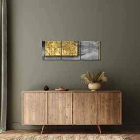 Obraz - Złote kwadraty N⁰2 (z zegarem) (90x30 cm)