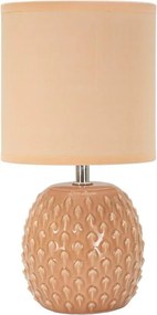 Brzoskwiniowa lampa stołowa ceramiczna z tekstylnym kloszem (wysokość 27 cm) Pontus – Mauro Ferretti