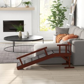 PawHut Rampa dla Psów, Zdejmowane Poręcze, Antypoślizgowa, Drewno, do 30 kg, 125x40x56cm, Brązowy/Szary