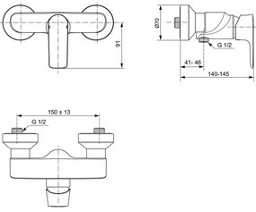 Antracytowa prysznicowa bateria ścienna Connect Air – Ideal Standard