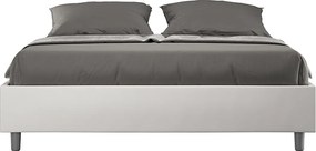 Łóżko wyposażone w stelaż z listwami z pojemnikiem tapicerowane 160x190 sztucznej skóry Biały Azelia