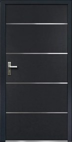 Drzwi wejściowe ze stali nierdzewnej, pełne, 207 × 100 cm (wys. × szer.), kolor antracytowy – skrzydło prawe - NAXARA