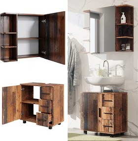 Zestaw mebli łazienkowych rustykalny dąb 60x33x60.8 ilias