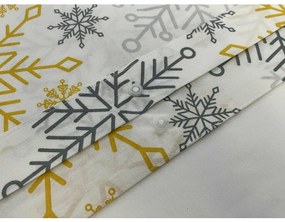 Świąteczna pościel bawełniana Złote płatki śniegu, 140 x 200 cm, 70 x 90 cm