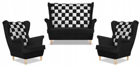 Zestaw uszak CAROL DUO sofa fotele Family Meble czarno - biały