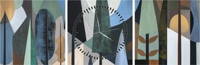 Obraz - Naturalna geometria abstrakcyjna II. (z zegarem) (90x30 cm)