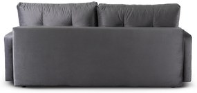 Sofa z Funkcją Spania SEUL Rozkładana Dwuosobowa Welurowa Szara Nowoczesna do Salonu