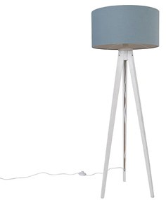 Lampa podłogowa trójnóg biała z abażurem w kolorze jasnoniebieskim 50 cm - Tripod Classic Nowoczesny Oswietlenie wewnetrzne