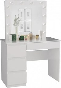 Biurko Mijas Lewe| Lustro LED Marina  | Białe | 98x51x146 |Toaletka z Lustrem