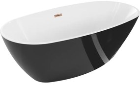 Mexen Eris wanna wolnostojąca 180 x 95 cm, biała/czarna, przelew różowe złoto - 53441809575-60