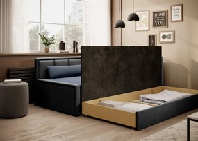 Sofa rozkładana z funkcją spania FULGEO szara/granatowa prawa ELTAP